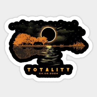 America Guitar Totality 04 08 24 Total Solar Eclipse 2024 Sticker